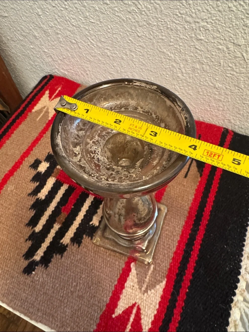 Antique-Style Silver/Gold Mercury Glass Candle Holder